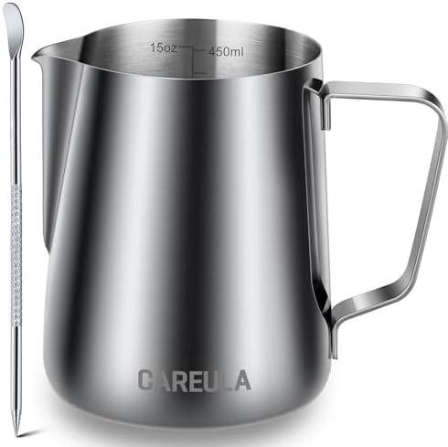 Milk Frothing Pitcher, 15oz Stainless Steel Milk Frother Cup Steaming