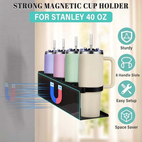 Magnetic Cup Holder for Fridge,8 Cups Water Bottle Organizer for