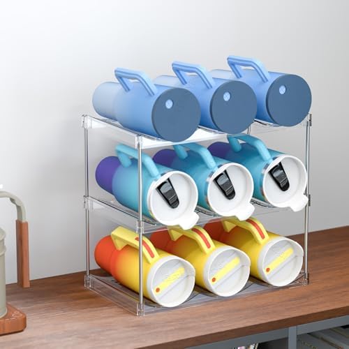 Yieach 3 Tier Stackable Water Bottle Holder for Cabinet and Pantry