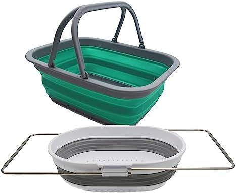 SAMMART 9.2L (2.37Gallon) Collapsible Tub with Handle & 5L