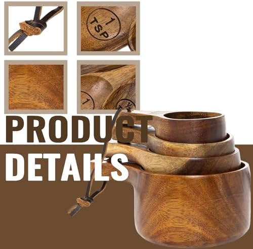 Wooden Measuring Cups and Spoons Set - Eco-Friendly Solid Acacia Wood