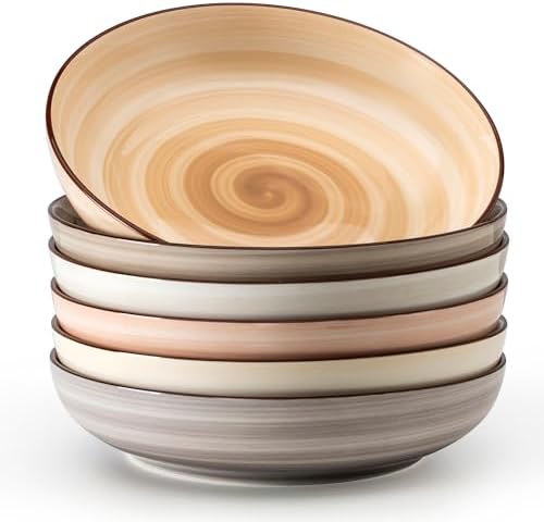 Sweese 6-Pack Ceramic Pasta Bowls, Neutral Extra Large 30 Fl Oz