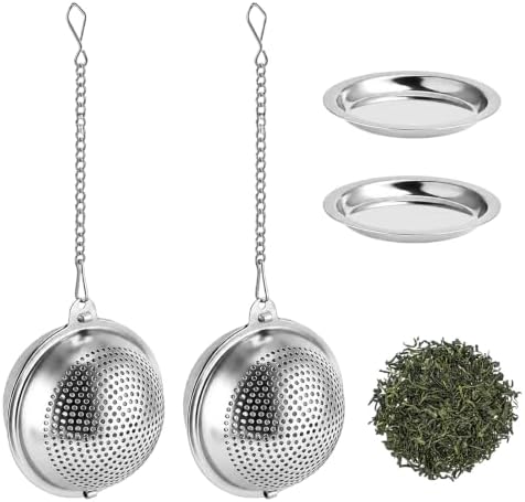 2Pcs 304 Stainless Steel Mesh Tea Ball, 2.1 In Tea Strainer with Drip