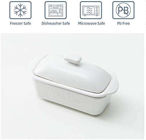 FE Butter Dish, 10 oz Ceramic Butter Keeper with Water Line, French
