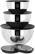 serenk Stainless Steel 9-Piece Mixing Bowl Set, Black