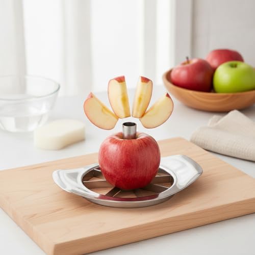 Stainless Steel Apple Slicer and Corer - Manual Fruit Cutter for 8