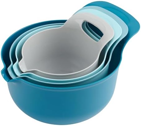 4 Piece Nesting Plastic Mixing Bowl Set with Pour Spouts and Handles