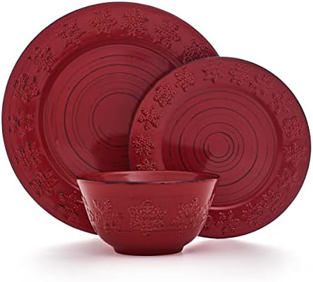 Pfaltzgraff Trellis Snowflakes 12 Piece Dinnerware Set, Service For 4