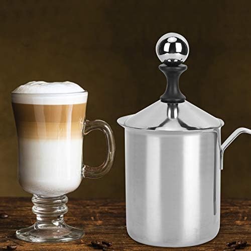 400 cc Milk Frother Handheld, Stainless Steel Milk Foamer, Manual Milk