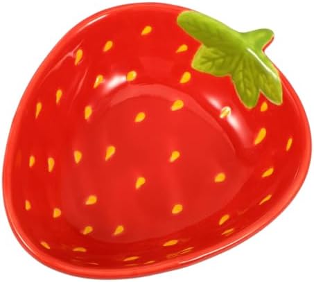 Zerodeko Strawberry Pattern Ceramic Salad Bowl Dessert Bowl for Fruit