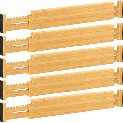 Lifewit 2.36" Kitchen Drawer Dividers, Adjustable Bamboo Drawer