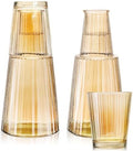 TOPZEA 4 Pcs Vintage Bedside Water Carafe with Glass Tumbler Set, 27oz