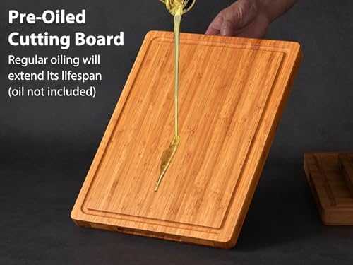 Allsum Carbonized Bamboo Wood Cutting Boards for Kitchen, 1” Thick