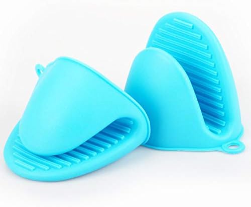 2 Pairs Mini Silicone Oven Mitts, Red and Blue