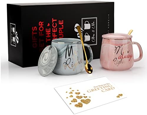 Mr and Mrs Coffee Mugs Gifts Set, Engagement Wedding Gifts for Couples