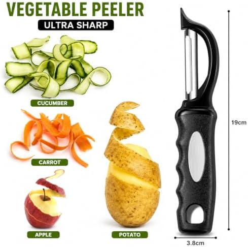 4-Piece Vegetable Peeler Set, Julienne, Swivel, Citrus Peeler & Brush