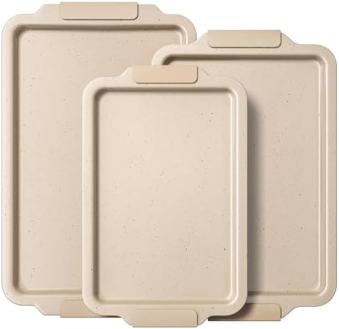 BRONYPRO Nonstick Ceramic Baking Sheet Set of 3, Aluminized Steel