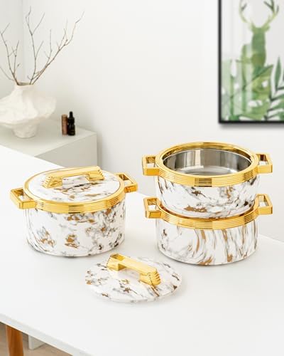 Insulated Serving Bowls Set of 3,Thermal Casserole Dish Set with Lids