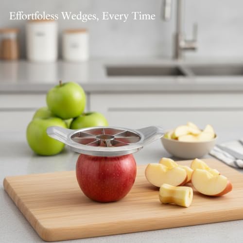 Stainless Steel Apple Slicer and Corer, Manual Fruit Wedge Cutter for