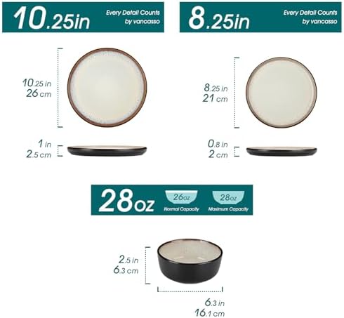 vancasso Plates and Bowls Sets, Ceramic Dinnerware Sets Stoneware