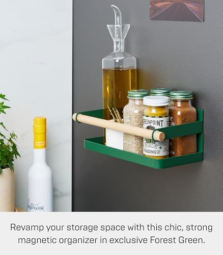 YAMAZAKI Home Magnetic Spice Storage Rack, Steel and Wood