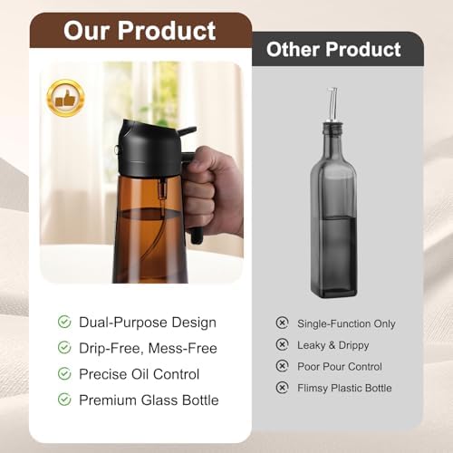 16oz/470ml Dark Brown Glass Olive Oil Sprayer