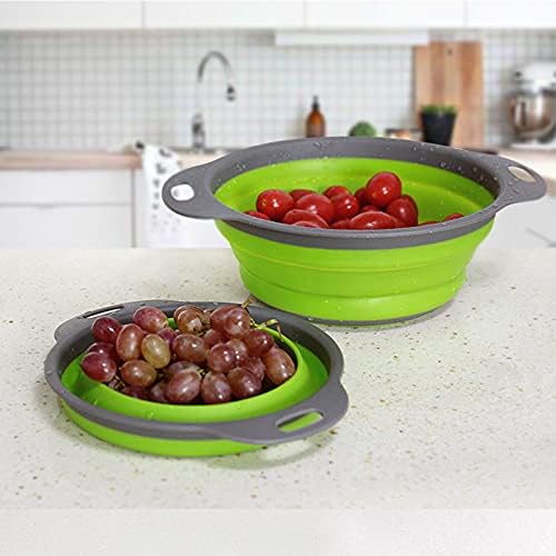 Collapsible Colander Set, Silicone Folding Strainers Set of