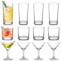 12 Set Mixed Cocktail Glasses, Rock & Martini & Highball Glasses