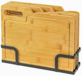 VaeFae Bamboo Cutting Board Set with Storage Rack
