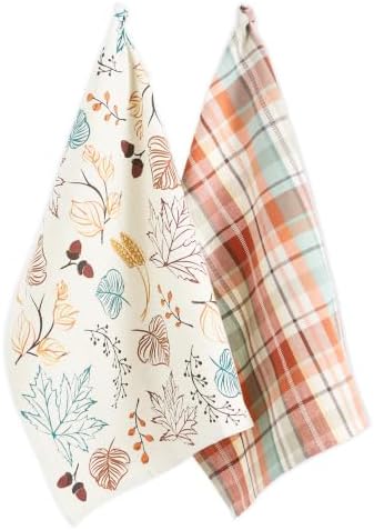 DII Fall Basics Kitchen Dishtowel Collection Printed & Plaid Fall Dish