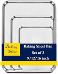 Set of 3 Baking Sheet, Stainless Steel Cookie Sheet Baking Sheet Pan