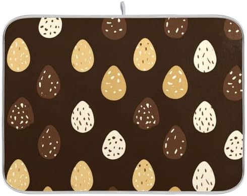 OTVEE Striped Chocolate Art Dish Drying Mat for Kitchen Counter