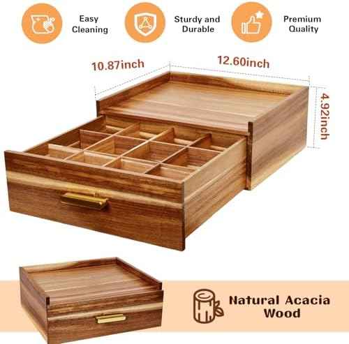 NANXITU Acacia Wood Tea Holder Organizer, Tea Box Organizer Storage