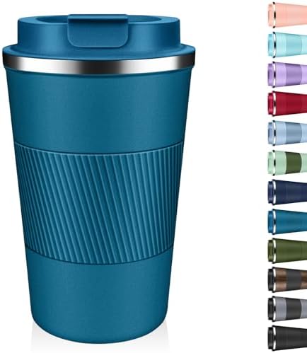 Insulated Coffee Tumbler 17 oz, Stainless Steel Coffee Mug with Lids