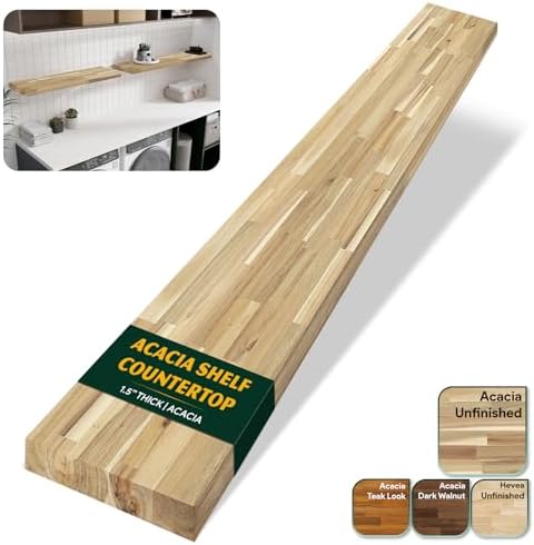 Howizz Acacia Butcher Block Shelf, 12 x 36 x 1.5 Inches