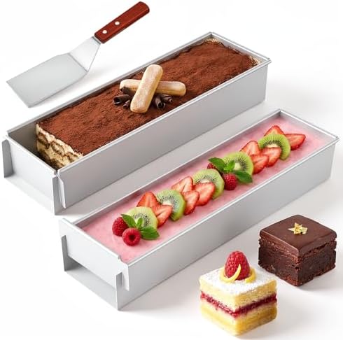 2 Pack Tiramisu Mold, Nonstick Rectangle Tiramisu Cake Pan, Removable