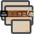 HOTEC Silicone Baking Mats, 3 Pack, 2 Half Sheet + 1 Quarter Sheet