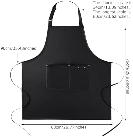 eywlwaar PU Waterproof Apron with 2 Big Pockets Adjustable Oil Proof