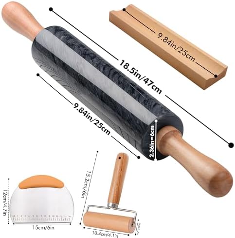 18.5 inches Marble Rolling Pin,Large Non-Stick Dough Roller,for making