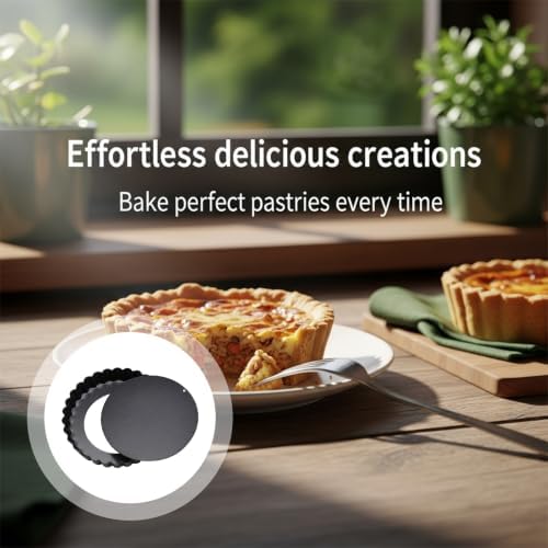 6 Pcs Mini Tart Pans with Removable Bottom, 3.9 in Egg Tart Molds Set