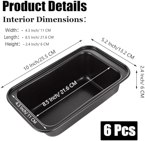 QTLCOHD 6 Pack 8" x 4" Loaf Pan for Baking Homemade Bread