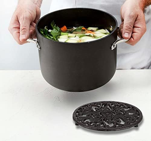 Sumnacon 1Pcs Round Cast Iron Trivet - 6.7 Inch Heat Resistant Iron