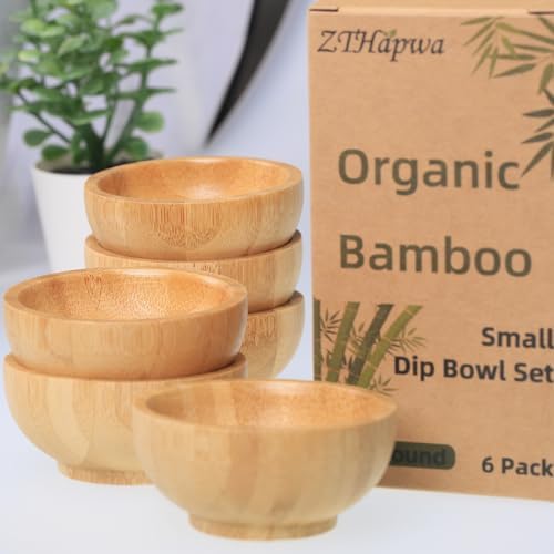 Dipping Bowls Set, Small Bamboo Pinch Bowls for Soy