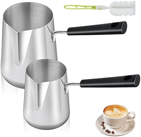 Set of 2 Milk Warmer Pot, 11.83 oz/30.43 oz Turkish Coffee Pot