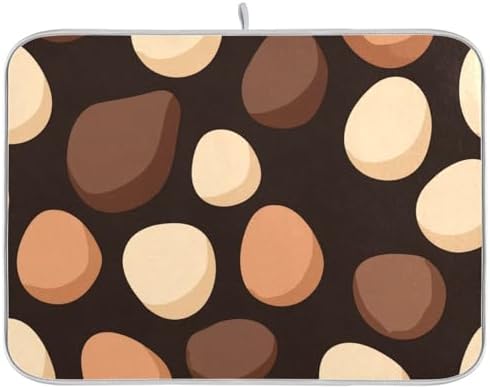OTVEE Chocolate Egg Art Dish Drying Mat for Kitchen Counter Absorbent