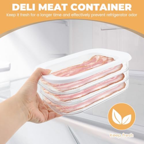 Deli Meat Container for Fridge, 3 Tier Stackable Clear Deli Meats