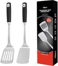 2 Pcs Stainless Steel Spatulas Set,14.9 Silver Slotted Turner, Solid