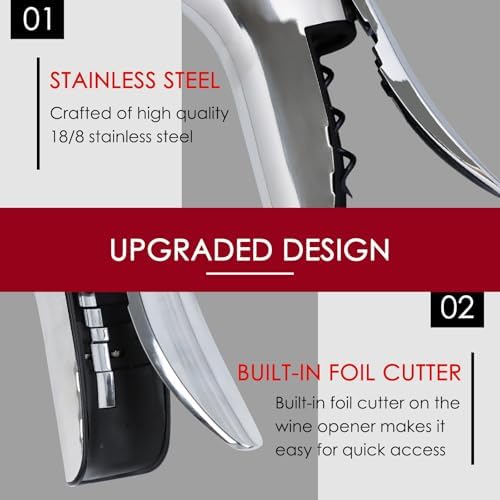 KAYCROWN Stainless Steel Wine Bottle Opener, Vertical Lever Corkscrew