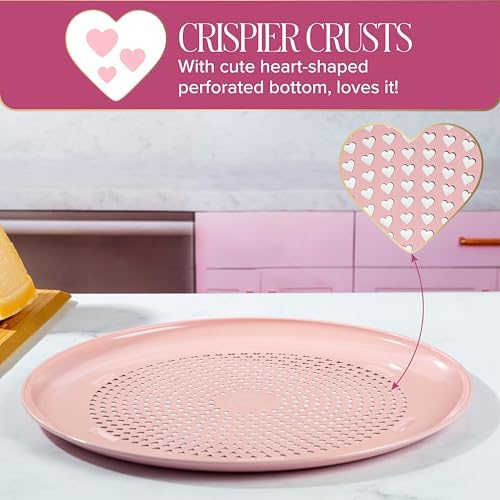 Paris Hilton Pizza Crisper with Heart Cut Outs, Heavy Duty Carbon