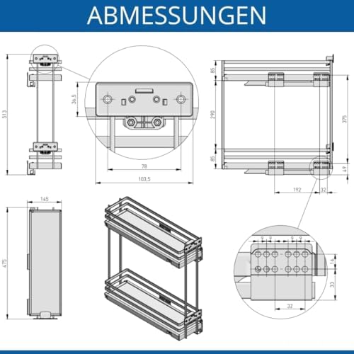 GTV - Movixpro Kitchen Organiser, Cargo Equipment, Extendable Shelving